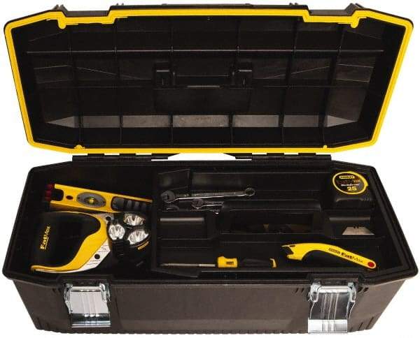 Stanley - 1 Tray Tool Box - 28" Wide x 12-1/4" Deep x 11-1/2" High, Polypropylene Resin, Black - Benchmark Tooling