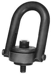 Jergens - 12,500 Lb Load Capacity Safety Engineered Center Pull Hoist Ring - M42 x 4.5 Thread, 68mm Thread Length, Alloy Steel, Black Oxide Finish - Benchmark Tooling