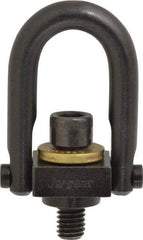 Jergens - 1,000 Lb Load Capacity Safety Engineered Center Pull Hoist Ring - 12 Ft/Lb Torque, 3/8 - 16 Thread, 4140 Alloy Steel, Black Oxide Finish - Benchmark Tooling