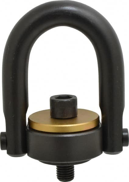 Jergens - 7,000 Lb Load Capacity Safety Engineered Center Pull Hoist Ring - 100 Ft/Lb Torque, 3/4 - 10 Thread, 4140 Alloy Steel, Black Oxide Finish - Benchmark Tooling