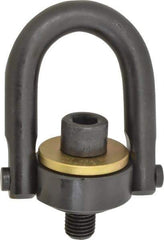 Jergens - 10,000 Lb Load Capacity Safety Engineered Center Pull Hoist Ring - 230 Ft/Lb Torque, 1-8 Thread, 4140 Alloy Steel, Black Oxide Finish - Benchmark Tooling