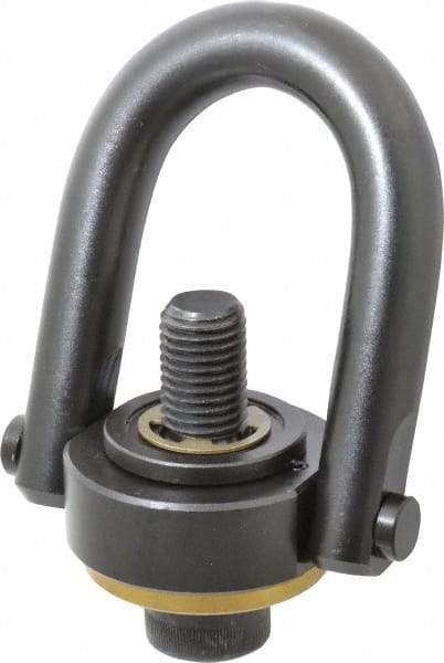 Jergens - 10,000 Lb Load Capacity Safety Engineered Center Pull Hoist Ring - 230 Ft/Lb Torque, 1-8 Thread, 4140 Alloy Steel, Black Oxide Finish - Benchmark Tooling