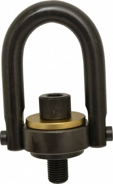 Jergens - 15,000 Lb Load Capacity Safety Engineered Center Pull Hoist Ring - 470 Ft/Lb Torque, 1-1/4 - 7 Thread, 4140 Alloy Steel, Black Oxide Finish - Benchmark Tooling