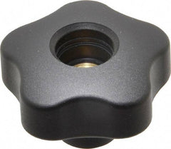 Elesa - 1.97" Head Diam, 5 Point Lobed Knob - 3/8-16 Hole, Thermoplastic, Black - Benchmark Tooling