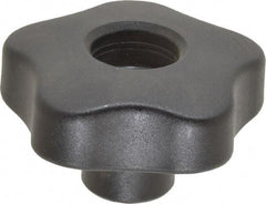 Elesa - 2.48" Head Diam, 5 Point Lobed Knob - 3/8-16 Hole, Thermoplastic, Black - Benchmark Tooling