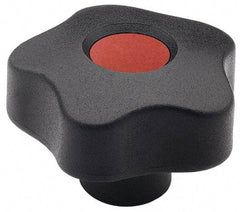 Elesa - 2.48" Head Diam, 5 Point Lobed Knob - 1/2" Hole, Thermoplastic, Black - Benchmark Tooling