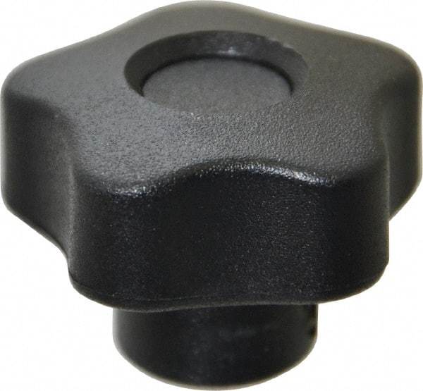 Elesa - 1.26" Head Diam, 5 Point Lobed Knob - 1/4" Hole, Thermoplastic, Black - Benchmark Tooling