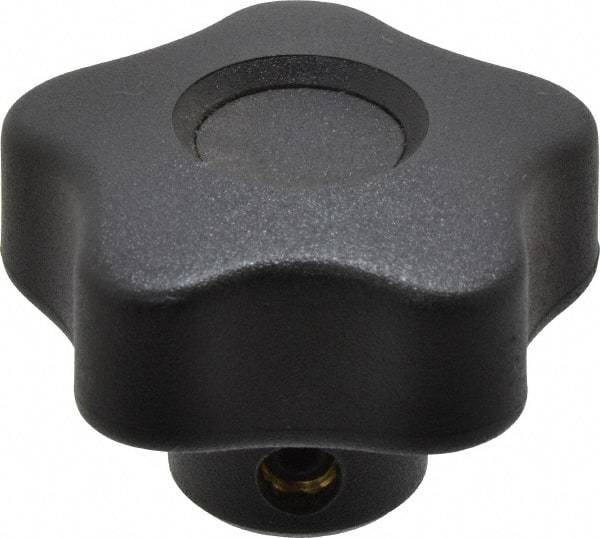 Elesa - 1.57" Head Diam, 5 Point Lobed Knob - 1/4" Hole, Thermoplastic, Black - Benchmark Tooling