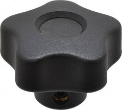 Elesa - 1.57" Head Diam, 5 Point Lobed Knob - 1/4" Hole, Thermoplastic, Black - Benchmark Tooling
