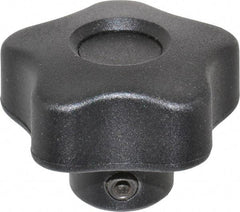 Elesa - 1.57" Head Diam, 5 Point Lobed Knob - 5/16" Hole, Thermoplastic, Black - Benchmark Tooling