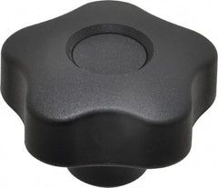 Elesa - 1.97" Head Diam, 5 Point Lobed Knob - 3/8-16 Hole, Thermoplastic, Black - Benchmark Tooling