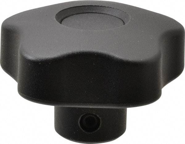 Elesa - 1.97" Head Diam, 5 Point Lobed Knob - 5/16" Hole, Thermoplastic, Black - Benchmark Tooling