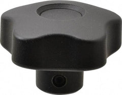 Elesa - 1.97" Head Diam, 5 Point Lobed Knob - 5/16" Hole, Thermoplastic, Black - Benchmark Tooling