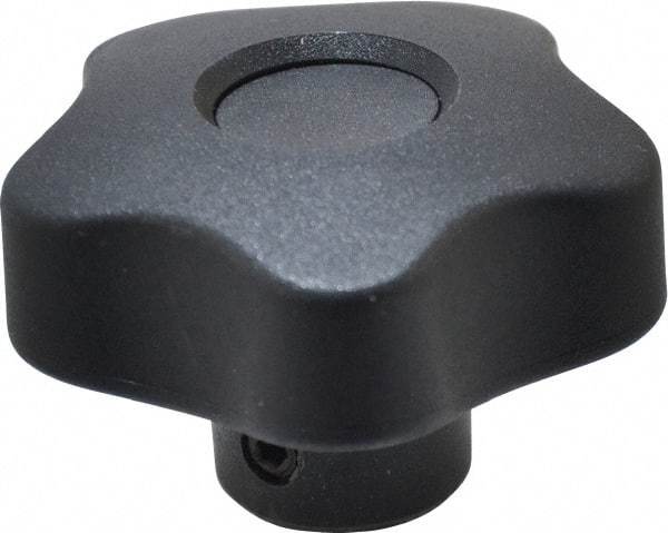 Elesa - 1.97" Head Diam, 5 Point Lobed Knob - 3/8" Hole, Thermoplastic, Black - Benchmark Tooling