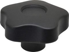 Elesa - 2.48" Head Diam, 5 Point Lobed Knob - 3/8-16 Hole, Thermoplastic, Black - Benchmark Tooling