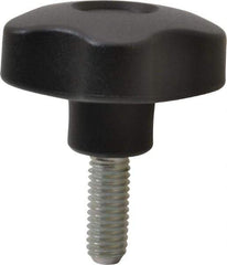 Elesa - 1.97" Head Diam, 5 Point Lobed Knob - 3/8-16 Stem, Thermoplastic, Black - Benchmark Tooling