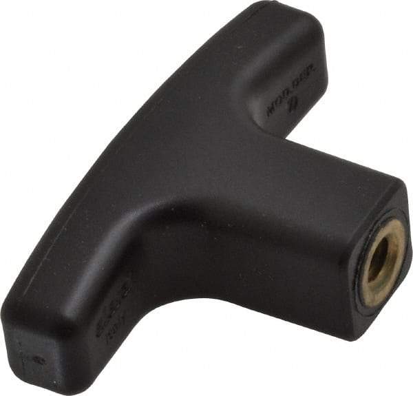 Elesa - 1/4-20 Hole Thread, 2.16" Head Length, Technopolymer, Female Insert T Handle - 0.7" Hole Depth, 9/16" Hub Diam, 0.86" Hub Height, Black - Benchmark Tooling