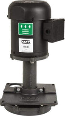 American Machine & Tool - 3/2 Amp, 230/460 Volt, 3/4 hp, 3 Phase, 1,725 RPM, Cast Iron Immersion Machine Tool & Recirculating Pump - 67 GPM, 1-3/4" Inlet, 14 psi, 19.7" Overall Height, 9.9" Body Length, NPT Thread, Stainless Steel Impeller, TEFC Motor - Benchmark Tooling