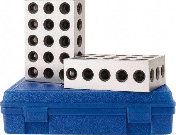 Fowler - 0.0003 Squareness Per Inch, Hardened Steel, 2-4-6 Block with 31 Hole Setup Block - 0.001 Inch Overall Tolerance, 5/8 - 11 Inch Tapped Hole Size, 56-60 RC Hardness, Sold As Matched Pair - Benchmark Tooling