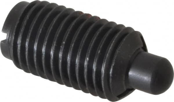 Jergens - M16 x 2.0, 28.5mm Thread Length, 8mm Plunger Projection, Steel Threaded Spring Plunger - 7.87mm Max Plunger Diam, 28.5mm Plunger Length, 1.59 Kg Init End Force, 11.79 Kg Final End Force - Benchmark Tooling