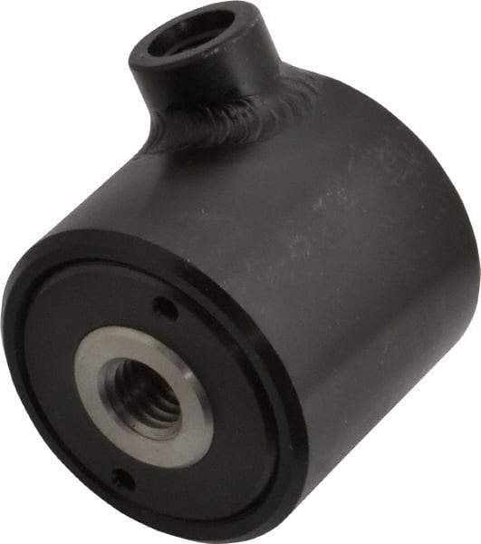 Jergens - 100 to 5,000 psi, 4,800 Lb Max Output, 1/2-13 Hole, 7/16-20 Port, 10-32 Bolt Hole, Hollow Rod Clamp Cylinder - 0.96 Sq In, 0.3 Cu In, 0.24" Stroke Length, 1-15/16" OD, 1-13/16" Overall Height, 3/4" Port Height, 1/2" Port Length - Benchmark Tooling