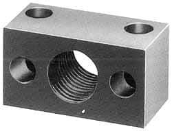 Jergens - 7/8-14 Thread, 21/64" Mounting Hole, Low Carbon Steel Clamp Mounting Block - 1-1/2" Thick x 2" Long x 3/4" Wide - Benchmark Tooling