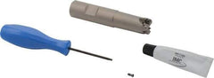 Iscar - 3/4" Cut Diam, 0.06" Max Depth, 3/4" Shank Diam, Weldon Shank Indexable High-Feed End Mill - Screw Holding Method, H600 WXCU 04 Insert, FF EWX-04 Toolholder, Through Coolant - Benchmark Tooling