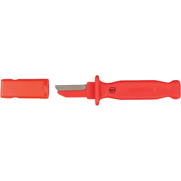 Wiha - Fixed Safety Utility Knife - 2" Blade, Red Plastic Handle, 1 Blade Included - Benchmark Tooling