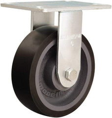 Hamilton - 6" Diam x 2" Wide x 7-1/2" OAH Top Plate Mount Rigid Caster - Polyurethane Mold onto Cast Iron Center, 1,500 Lb Capacity, Sealed Precision Ball Bearing, 4-1/2 x 6-1/4" Plate - Benchmark Tooling