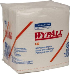 WypAll - L40 1/4 Fold General Purpose Wipes - Poly Pack, 13" x 12-1/2" Sheet Size, White - Benchmark Tooling