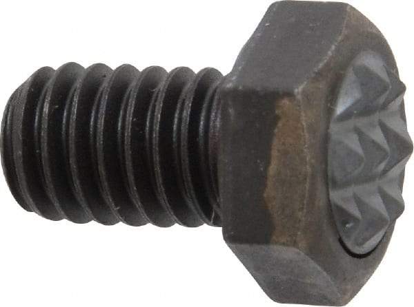 Fairlane - Serrated Tooth, 5/16-18, 1/2" Shank Length, 1/2" Thread Length, Black Oxide Finish, Hex Head, Adjustable Positioning Gripper - 3/8" Pad Diam, 1/2" Hex, 1/4" Head Height, Fine Tooth Grade - Benchmark Tooling