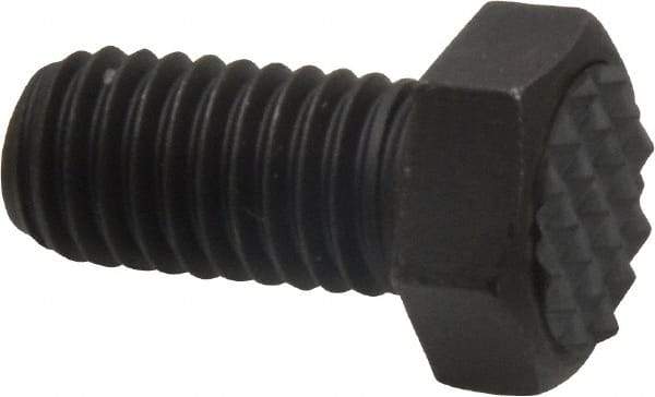 Fairlane - Serrated Tooth, 1/2-13, 1" Shank Length, 1" Thread Length, Black Oxide Finish, Hex Head, Adjustable Positioning Gripper - 5/8" Pad Diam, 3/4" Hex, 23/64" Head Height, Fine Tooth Grade - Benchmark Tooling