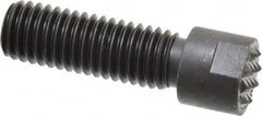 Fairlane - Serrated Tooth, 1/2-13, 3/16" Internal Hex, 1-1/2" Shank Length, 1-1/2" Thread Length, Black Oxide Finish, Round Head, Adjustable Positioning Gripper - 1/2" Pad Diam, 5/8" Hex, 1/4" Head Height, Fine Tooth Grade - Benchmark Tooling