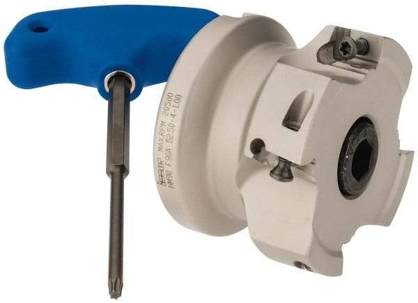 Iscar - 4 Inserts, 2-1/2" Cut Diam, 1" Arbor Diam, 0.56" Max Depth of Cut, Indexable Square-Shoulder Face Mill - 0/90° Lead Angle, 1-3/4" High, AD..1505.. & HM90 AD..1505.. Insert Compatibility, Series HM90 - Benchmark Tooling