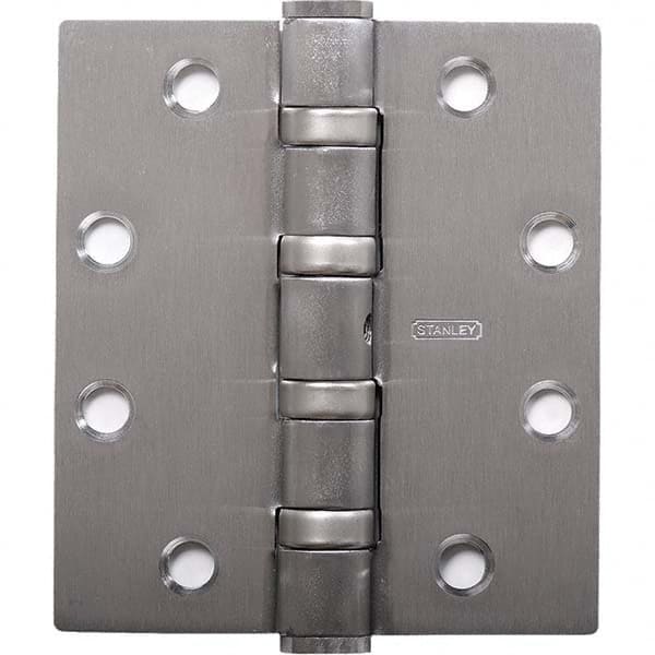 Stanley - 5" Long x 5" Wide Grade 1 304 Stainless Steel Full Mortise Ball Bearing Commercial Hinge - Benchmark Tooling