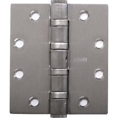 Stanley - 5" Long x 5" Wide Grade 1 304 Stainless Steel Full Mortise Ball Bearing Commercial Hinge - Benchmark Tooling