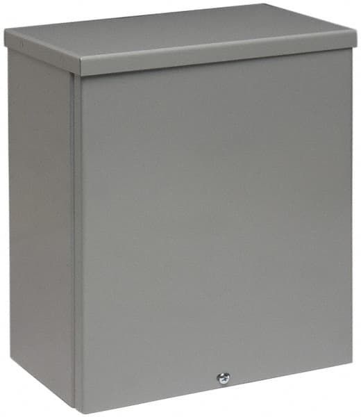 Cooper B-Line - Steel Junction Box Enclosure Screw Flat Cover - NEMA 3R, 12" Wide x 12" High x 6" Deep, Rainproof - Benchmark Tooling