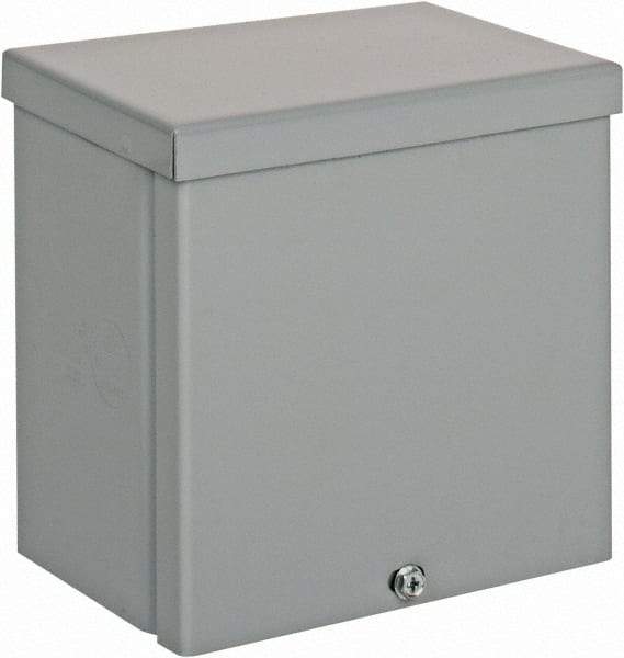 Cooper B-Line - Steel Junction Box Enclosure Screw Flat Cover - NEMA 3R, 6" Wide x 6" High x 4" Deep, Rainproof - Benchmark Tooling