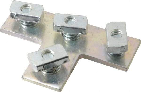 Cooper B-Line - Zinc Plated Carbon Steel Preassembled Flat Tee Strut Fitting - 1/2" Bolt, 4 Holes, Used with Cooper B Line Channel & Strut (All Sizes Except B62 & B72) - Benchmark Tooling