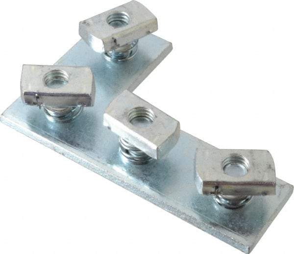 Cooper B-Line - Zinc Plated Carbon Steel Preassembled Flat Corner Strut Fitting - 1/2" Bolt, 4 Holes, Used with Cooper B Line Channel & Strut (All Sizes Except B62 & B72) - Benchmark Tooling