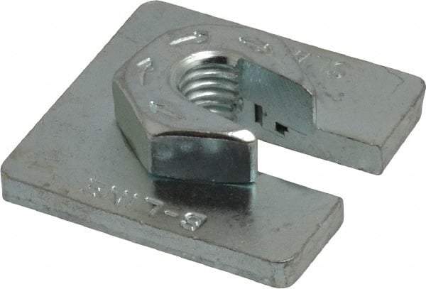 Cooper B-Line - 3/8" Rod, Zinc Plated Carbon Steel Slip On Square Washer, Lock Strut Nut - 730 Lb Capacity, 3/8-16" Bolt, 1 Hole, Used with Cooper B Line Channel & Strut (All Sizes Except B62 & B72) - Benchmark Tooling