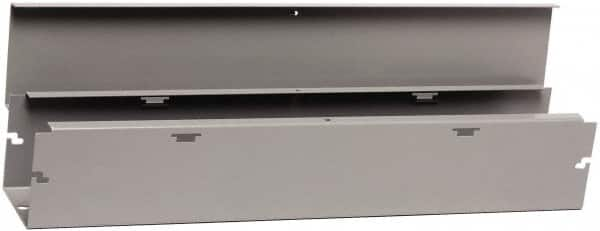 Cooper B-Line - 4" High x 102mm Wide x 60" Long, Screw Mount Solid Wall Wire Duct - Gray, 19 (Bottom) & 19 (Top) Knockouts, Hinged Cover, Steel - Benchmark Tooling