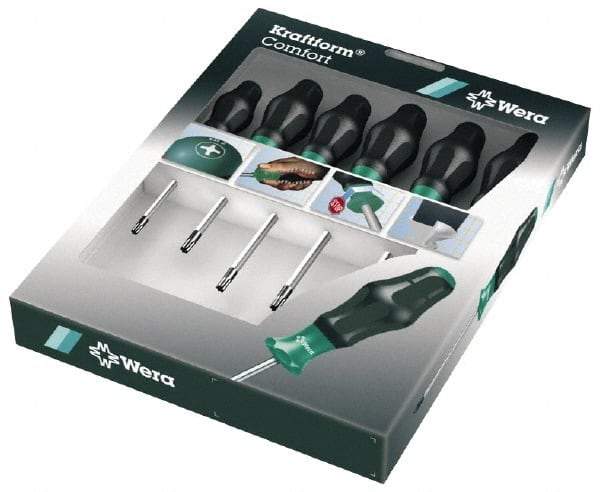 Wera - 6 Piece Torx Screwdriver Set - Bit Sizes: Torx T10, T15, T20, T25, T30 & T40 - Benchmark Tooling