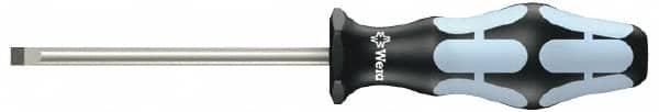 Wera - 5.5mm Blade Width, 223mm OAL Stainless Steel Slotted Screwdriver - 125mm Blade Length, Round Shank, Ergonomic Handle - Benchmark Tooling