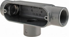 Thomas & Betts - T Body, 3/4" Trade, IMC, Rigid Aluminum Conduit Body - Oval, 5-1/8" OAL, 7.3 cc Capacity, Gray - Benchmark Tooling