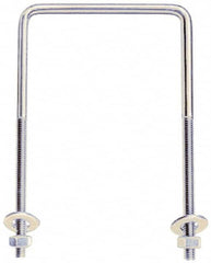 Gibraltar - 3/8-16 UNC, 5" Long, Square U Bolt Clamp with No Mount Plate - 3" Thread Length, 2" Wide, Grade C-1010 Steel - Benchmark Tooling