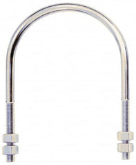 Gibraltar - 3/4-10 UNC, 13-13/16" Long, Round U Bolt Clamp with No Mount Plate for 10" Pipe - 4" Thread Length, 10-7/8" Wide, Grade C-1010 Steel - Benchmark Tooling