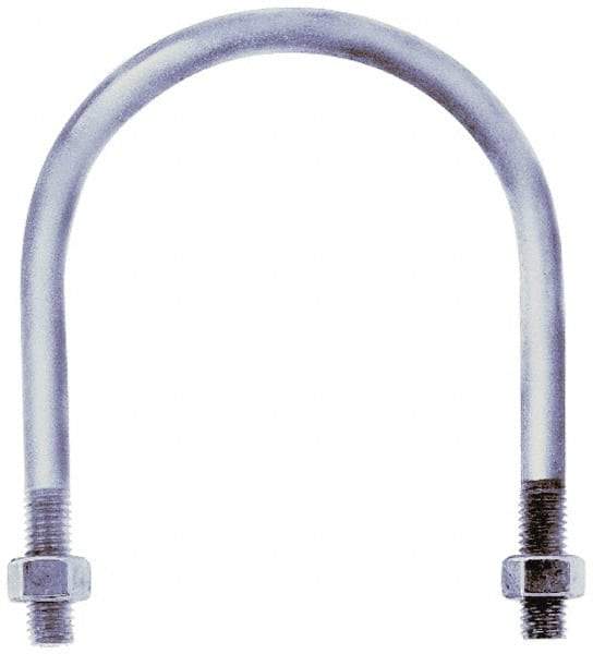 Gibraltar - 3/8-16 UNC, 6-5/8" Long, Round U Bolt Clamp with No Mount Plate for 2-1/2" Pipe - 3" Thread Length, 3" Wide, Grade C-1010 Steel - Benchmark Tooling