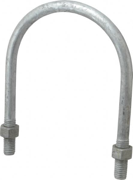 Gibraltar - 1/2-13 UNC, 6" Long, Round U Bolt Clamp with No Mount Plate for 4" Pipe - 1-1/2" Thread Length, 4-1/2" Wide, Grade C-1010 Steel - Benchmark Tooling