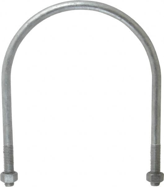 Gibraltar - 1/2-13 UNC, 8-3/8" Long, Round U Bolt Clamp with No Mount Plate for 6" Pipe - 2" Thread Length, 6-3/4" Wide, Grade C-1010 Steel - Benchmark Tooling